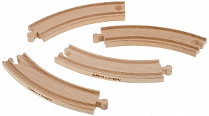 Набор закругленных элементов для деревянной железной дороги, 20,5 см., 4 детали (Eichhorn, 100001412)